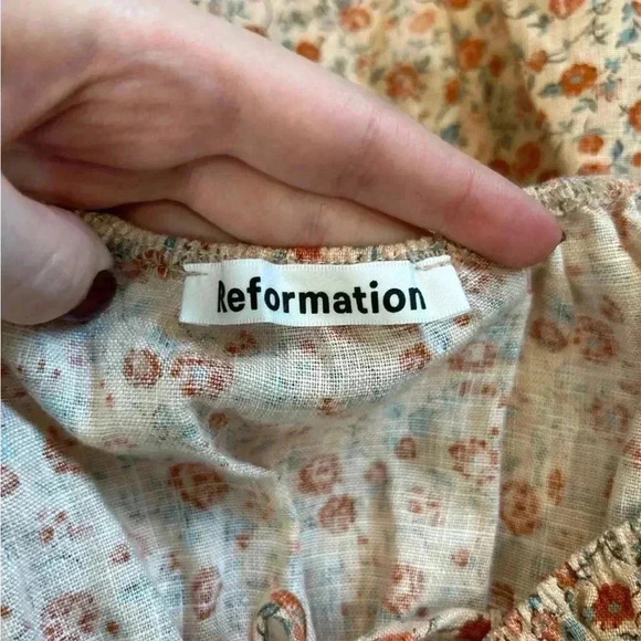 Reformation Channa Ruffled Floral Print Linen Mini Dress in size xs - Picture 6 of 9